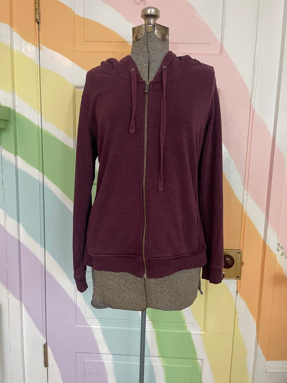 UGG Clara Hoodie Womens M Plum Purple Full Zip Fitted Stretch Sweatshirt